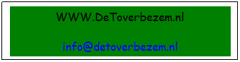 Tekstvak: WWW.DeToverbezem.nl
info@detoverbezem.nl 
